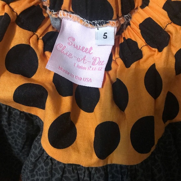 Sweet Chick-a-Dee Boutique orange black polka dot fall Halloween twirl s… - Picture 4 of 4